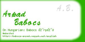 arpad babocs business card